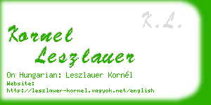 kornel leszlauer business card