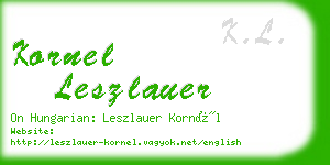 kornel leszlauer business card